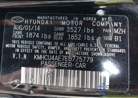 2014 Hyundai Accent Gls/Se from USA, damaged, VIN KMHCU4AE7EU775779